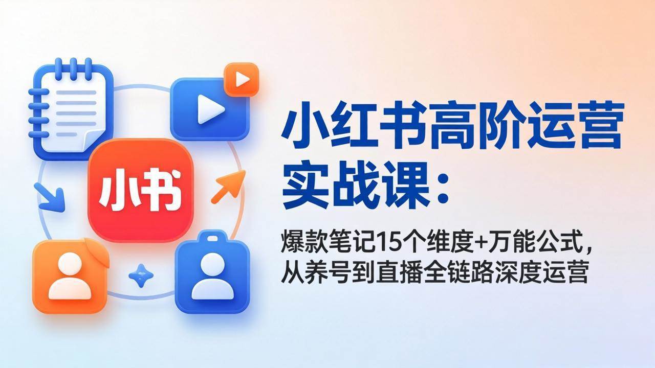 （17844期）小红书高阶运营实战课：爆款笔记15个维度+万能公式，从养号到直播全链路深度运营-佳佳云创网