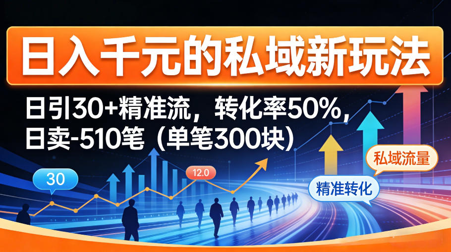 日入千米的私域新玩法：日引30＋精准流，转化率50%，日卖5-10笔（单笔300米）-佳佳云创网