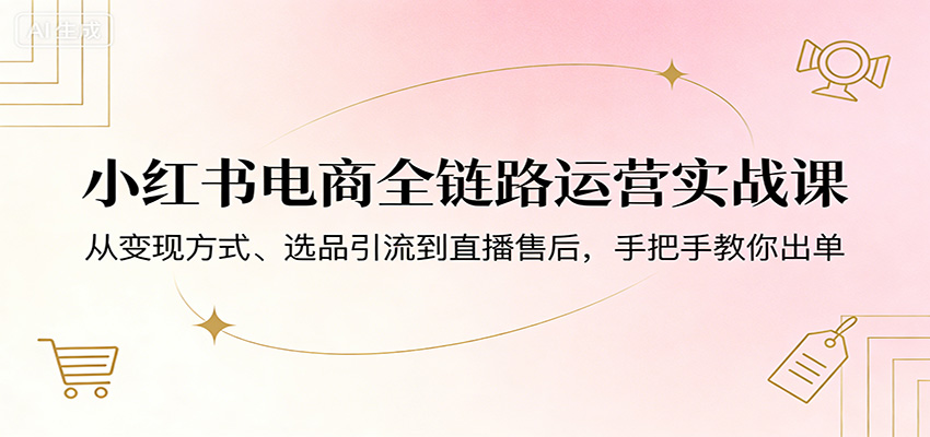 小红书电商全链路运营实战课：从变现方式、选品引流到直播售后，手把手教你出单-佳佳云创网