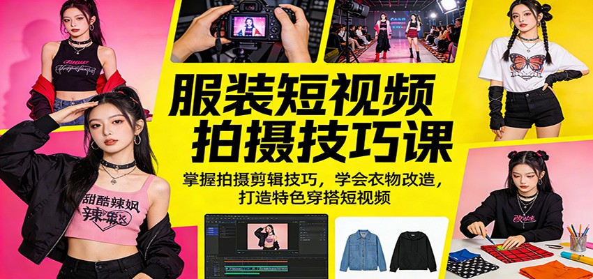 服装短视频拍摄技巧课：掌握拍摄剪辑技巧，学会衣物改造，打造特色穿搭短视频-佳佳云创网