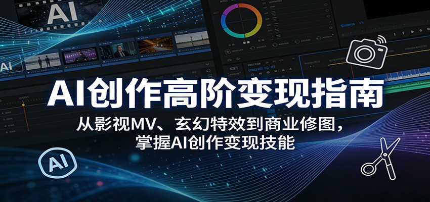 AI创作高阶变现指南：从影视MV、玄幻特效到商业修图，掌握AI创作变现技能-佳佳云创网