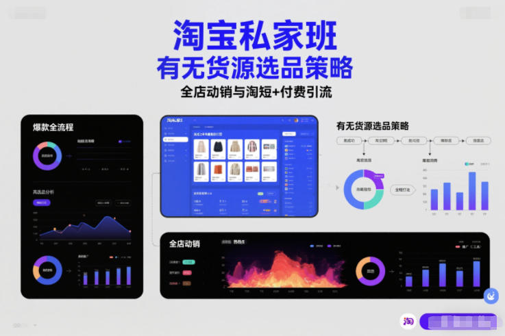 淘宝私家班，有无货源选品策略，高成功率爆款全流程打法，全店动销与淘短+付费引流（更新2026年4月）-佳佳云创网