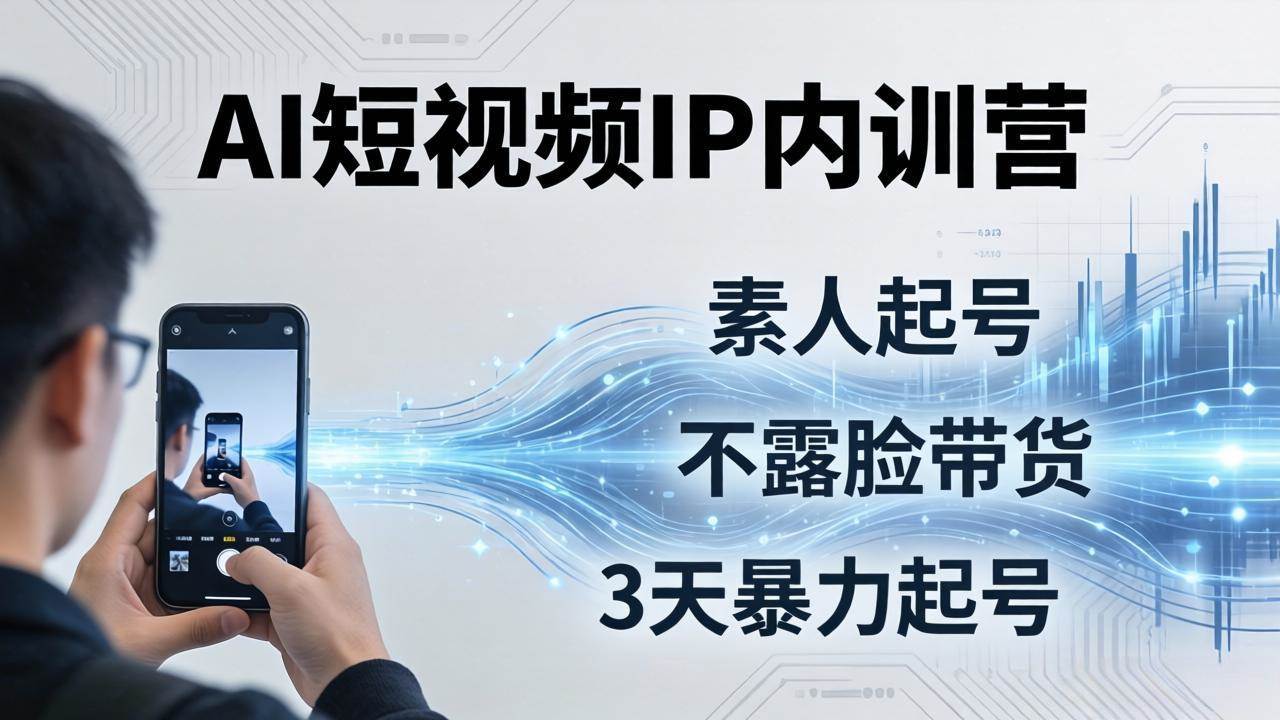 （17852期）2026AI短视频IP内训营：从素人起号到不露脸带货，3天暴力起号全流程拆解-佳佳云创网