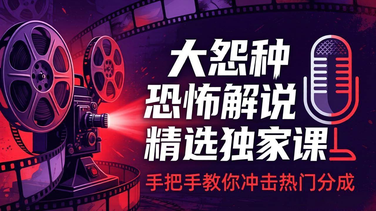 （17920期）大怨种恐怖解说精选独家课：电影下载+文案配音+片头封面，手把手教你冲击热门分成-佳佳云创网