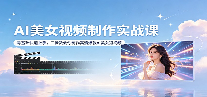 AI美女视频制作实战课：零基础快速上手，三步教会你制作高清爆款AI美女短视频-佳佳云创网