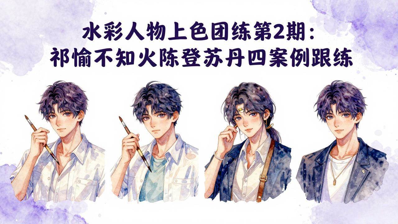 （17954期）水彩人物上色团练第2期：祁煜不知火陈登苏丹四案例跟练，手把手提升绘画能力-佳佳云创网
