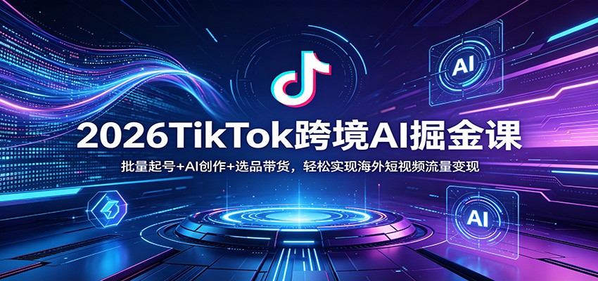 2026TikTok跨境AI掘金课：批量起号+AI创作+选品带货，轻松实现海外短视频流量变现-佳佳云创网