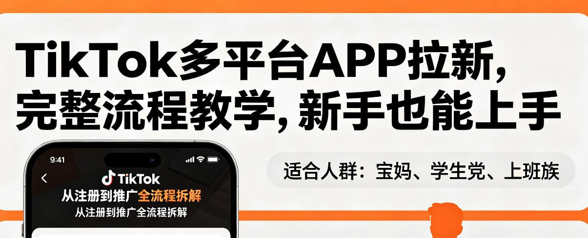 TikTok多平台APP拉新，完整流程教学，新手也能上手，轻松出海搞美金-佳佳云创网