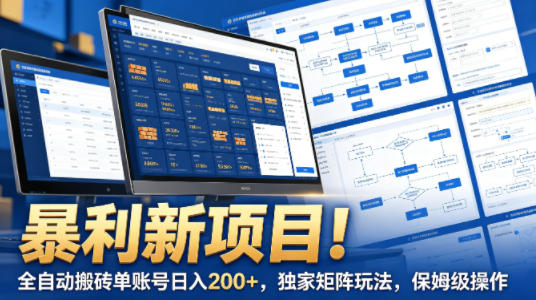 暴利新项目！全自动搬砖单账号日入200+，独家矩阵玩法，保姆级操作【揭秘】-佳佳云创网