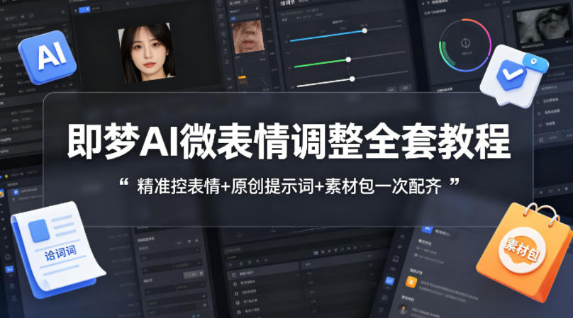 即梦AI微表情调整全套教程，精准控表情+原创提示词+素材包一次配齐-佳佳云创网