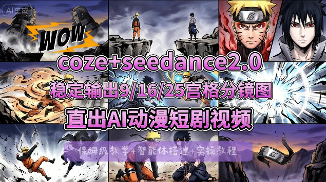 [COZE搭建教学]COZE+即梦Seedance 2.0稳定输出9-16-25宫格分镜图直出AI漫剧视频-佳佳云创网