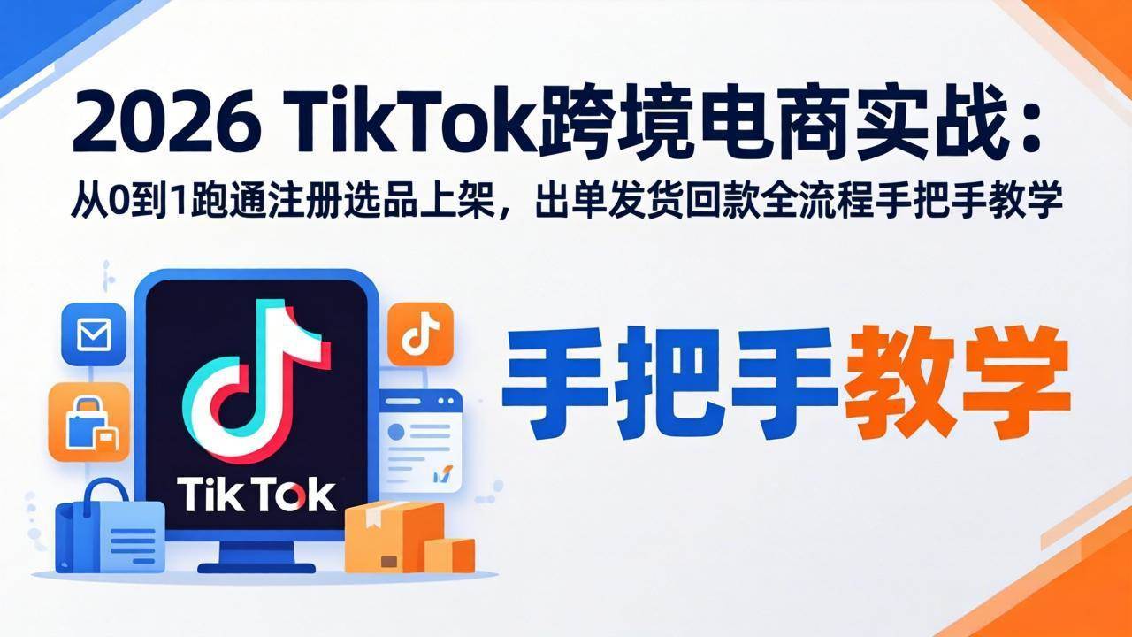 （18027期）2026TikTok跨境电商实战-更新：从0到1跑通注册选品上架，出单发货回款全流程手把手教学-佳佳云创网