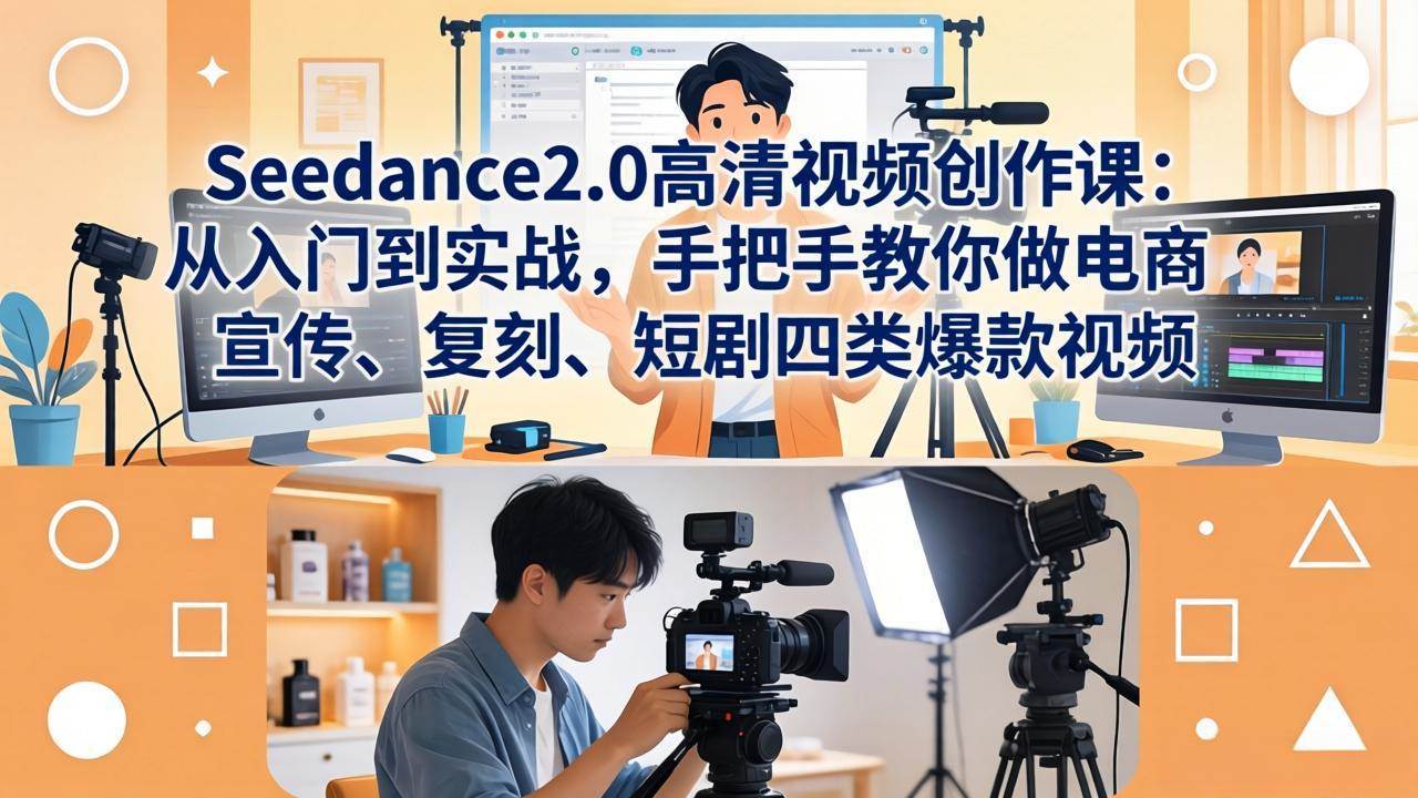 （18019期）Seedance2.0高清视频创作课：从入门到实战，手把手教你做电商、宣传、复刻、短剧四类爆款视频-佳佳云创网