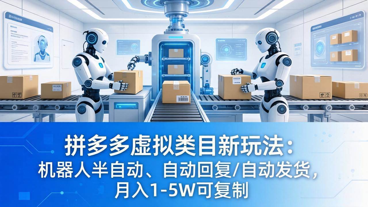 （18038期）拼多多虚拟类目新玩法：机器人半自动、自动回复 /自动发货，月入 1-5W 可复制-佳佳云创网