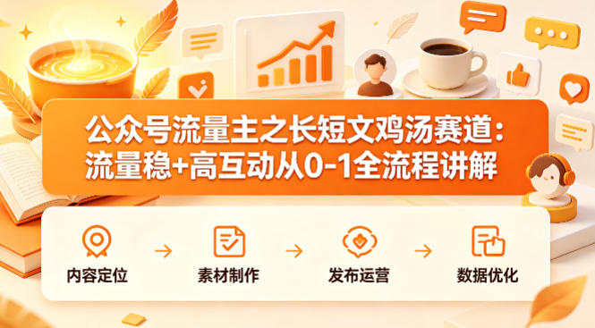 公众号流量主之长短文鸡汤赛道，流量稳+高互动，从0-1全流程讲解-佳佳云创网