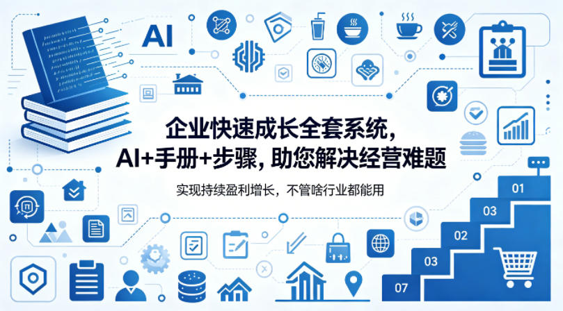 企业快速成长全套系统，AI+手册+步骤，助您解决经营难题，实现持续盈利增长，不管啥行业都能用-佳佳云创网