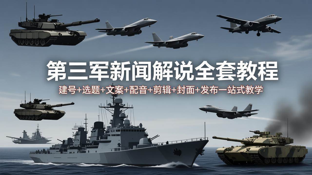 （18081期）第三军迷新闻解说全套教程：建号+选题+文案+配音+剪辑+封面+发布一站式教学-佳佳云创网