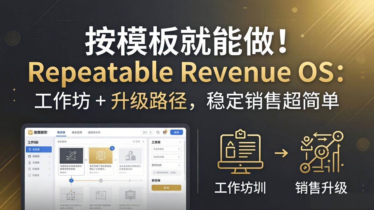 （18085期）按模板就能做！Repeatable Revenue OS：工作坊 + 升级路径，稳定销售超简单-佳佳云创网