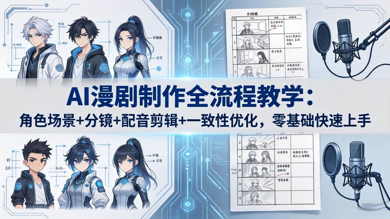 （18090期）AI漫剧制作全流程教学：角色场景+分镜+配音剪辑+一致性优化，零基础快速上手-佳佳云创网