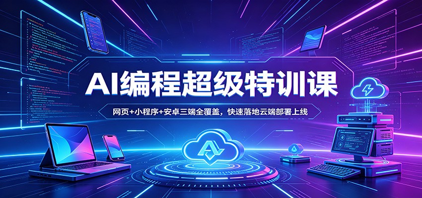 AI编程超级特训课：网页+小程序+安卓三端全覆盖，快速落地云端部署上线-佳佳云创网