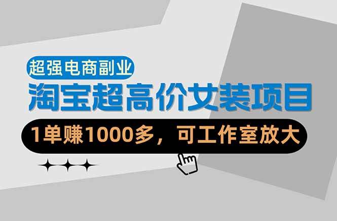 （18091期）【超强副业】淘宝超高价女装项目：1单赚1000多，可工作室放大（共52节）-佳佳云创网