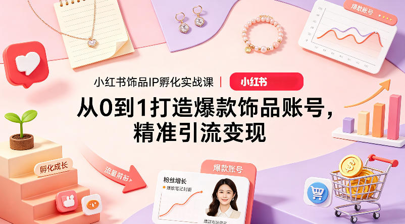 小红书饰品IP孵化实战课｜从0到1打造爆款饰品账号，精准引流变现-佳佳云创网