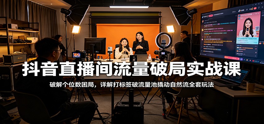 抖音直播间流量破局实战课：破解个位数困局，详解打标签破流量池撬动自然流全套玩法-佳佳云创网
