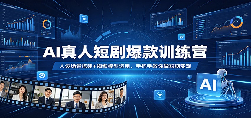 AI真人短剧爆款训练营：人设场景搭建+视频模型运用，手把手教你做短剧变现-佳佳云创网