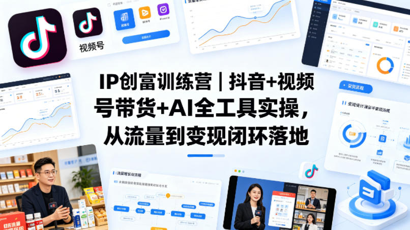IP创富训练营｜抖音+视频号带货+AI全工具实操，从流量到变现闭环落地-佳佳云创网