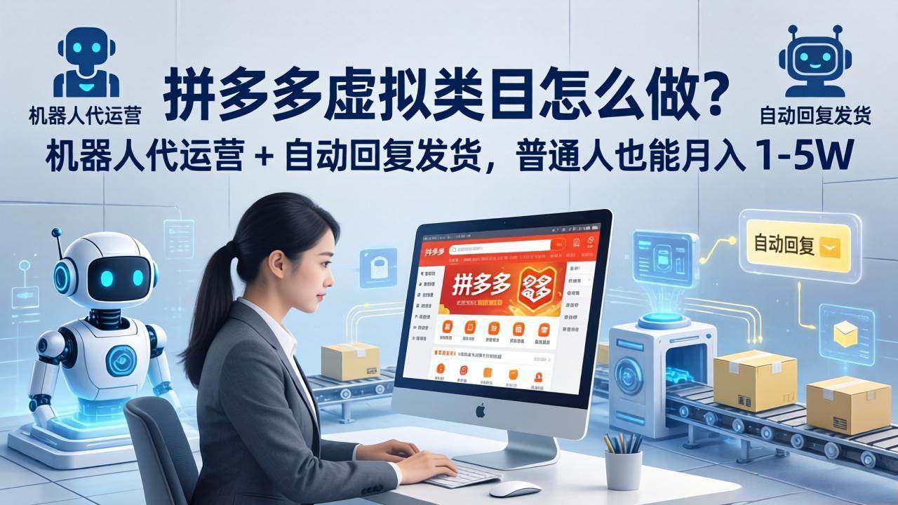 （18111期）拼多多虚拟类目怎么做？机器人代运营 + 自动回复发货，普通人也能月入 1-5W-佳佳云创网