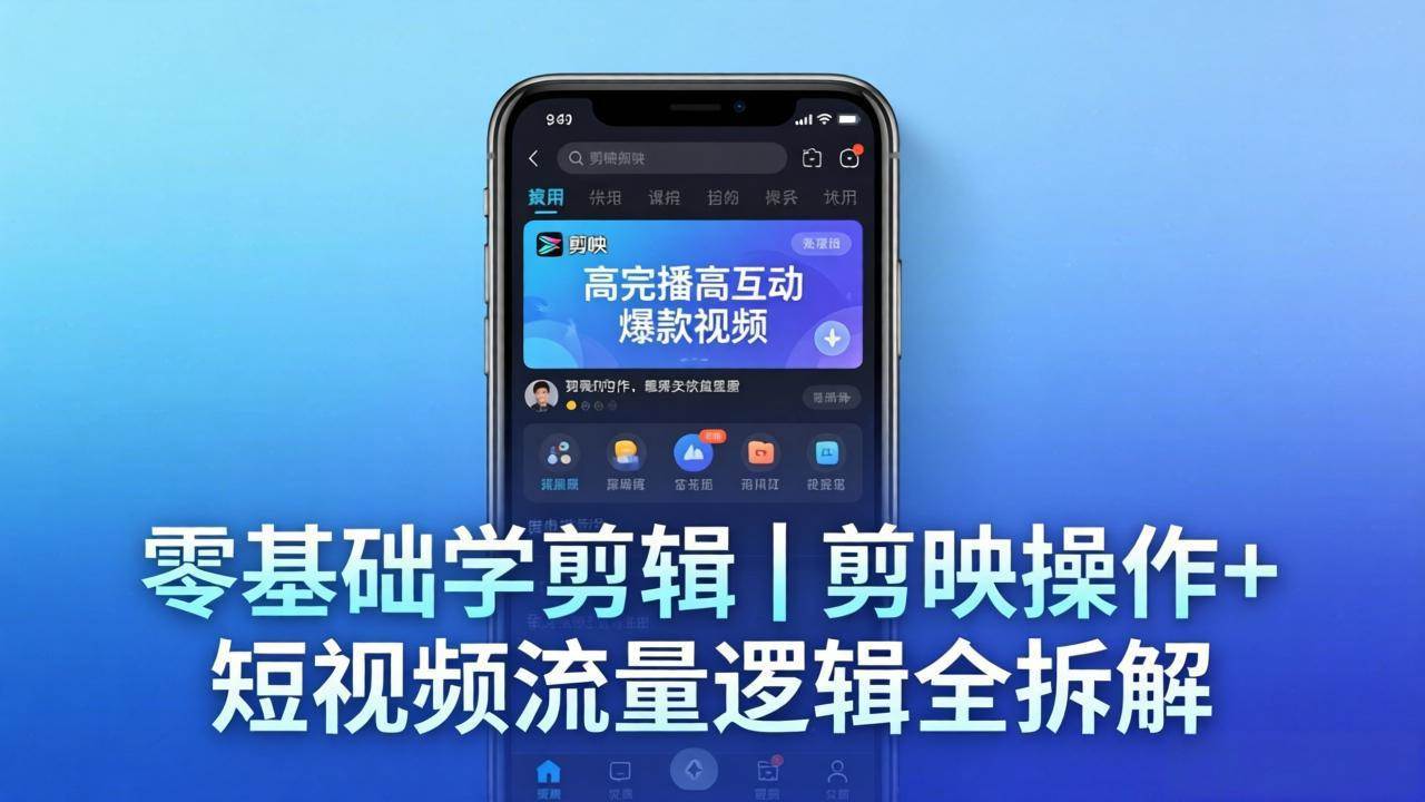 （18117期） 【零基础学剪辑】剪映操作+短视频流量逻辑全拆解｜手把手教你剪出高完播高互动爆款视频-佳佳云创网