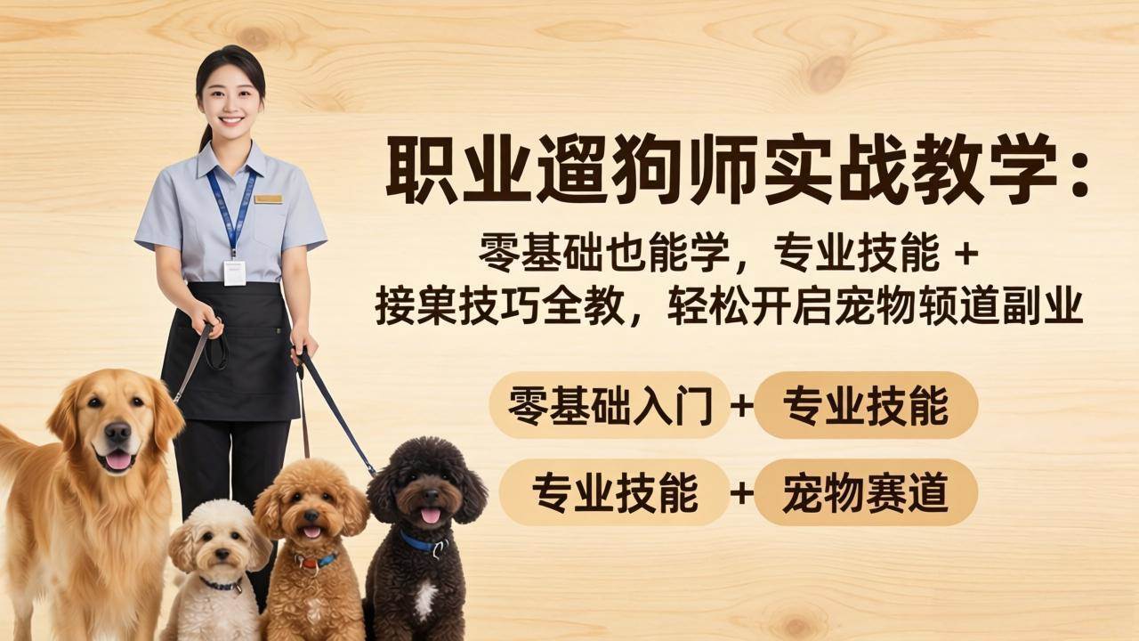 （18115期）职业遛狗师实战教学：零基础也能学，专业技能 + 接单技巧全教，轻松开启宠物赛道副业-佳佳云创网