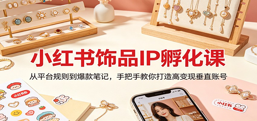 小红书饰品IP孵化课：从平台规则到爆款笔记，手把手教你打造高变现垂直账号-佳佳云创网