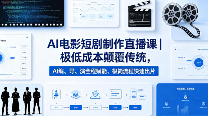 AI电影短剧制作直播课｜极低成本颠覆传统，AI编、导、演全程赋能，极简流程快速出片-佳佳云创网