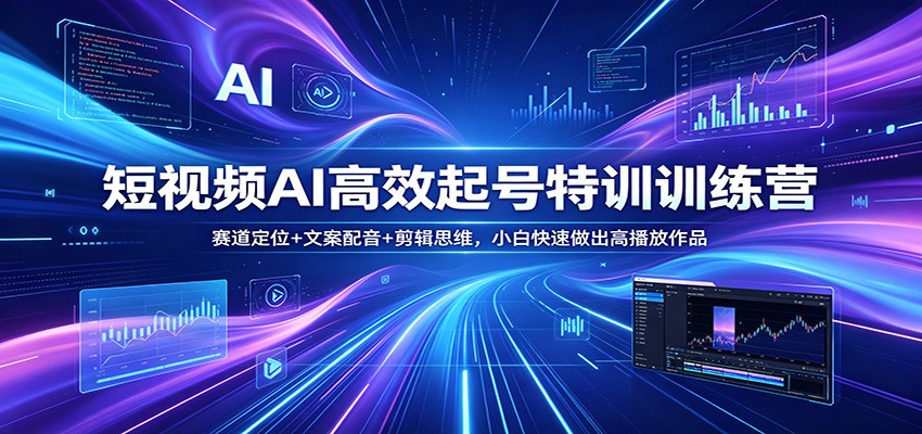 短视频AI高效起号特训训练营：赛道定位+文案配音+剪辑思维，小白快速做出高播放作品-佳佳云创网