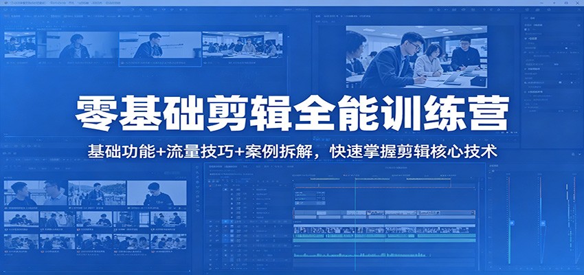 零基础剪辑全能训练营：基础功能+流量技巧+案例拆解，快速掌握剪辑核心技术-佳佳云创网