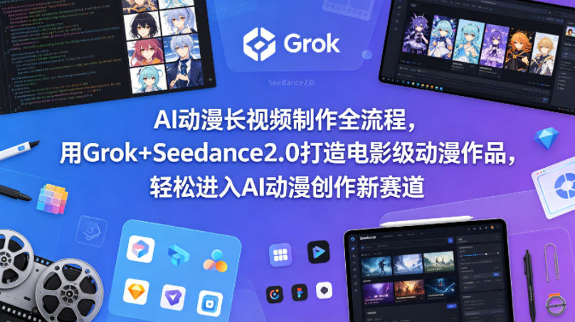 AI动漫长视频制作全流程，用Grok+Seedance2.0打造电影级动漫作品，轻松进入AI动漫创作新赛道-佳佳云创网