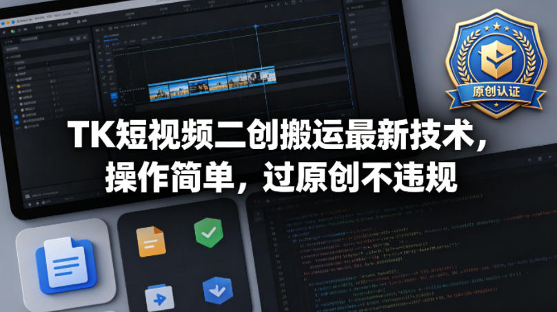 TK短视频二创搬运最新技术，操作简单，过原创不违规-佳佳云创网