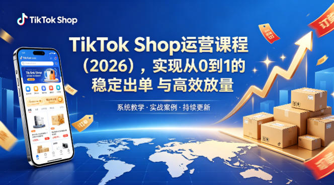 TikTok Shop运营课程（2026），实现从0到1的稳定出单与高效放量-佳佳云创网