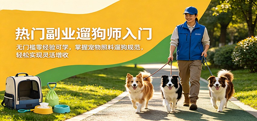 热门副业遛狗师入门，无门槛零经验可学，掌握宠物照料遛狗规范，轻松实现灵活增收-佳佳云创网