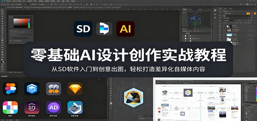 零基础AI设计创作实战教程：从SD软件入门到创意出图，轻松打造差异化自媒体内容-佳佳云创网