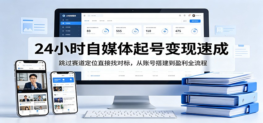 24小时自媒体起号变现速成，跳过赛道定位直接找对标，从账号搭建到盈利全流程-佳佳云创网