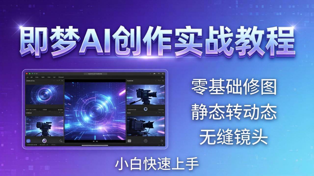 （18196期）即梦AI创作实战教程，从零基础修图到AI导演，实战教学静态转动态+无缝镜头，小白快速上手-佳佳云创网
