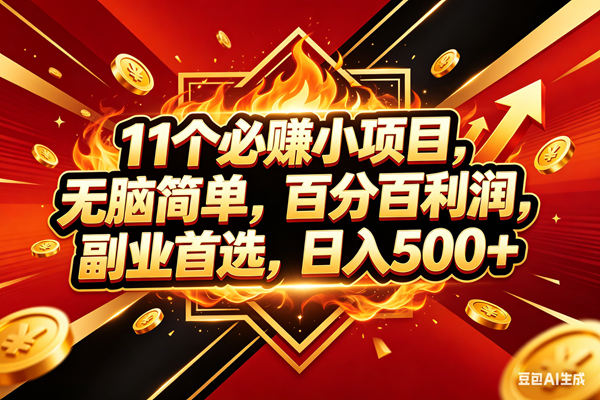 （18189期）11个必赚米小项目，百分百赚米，无脑简单，副业首选，日入500+-佳佳云创网