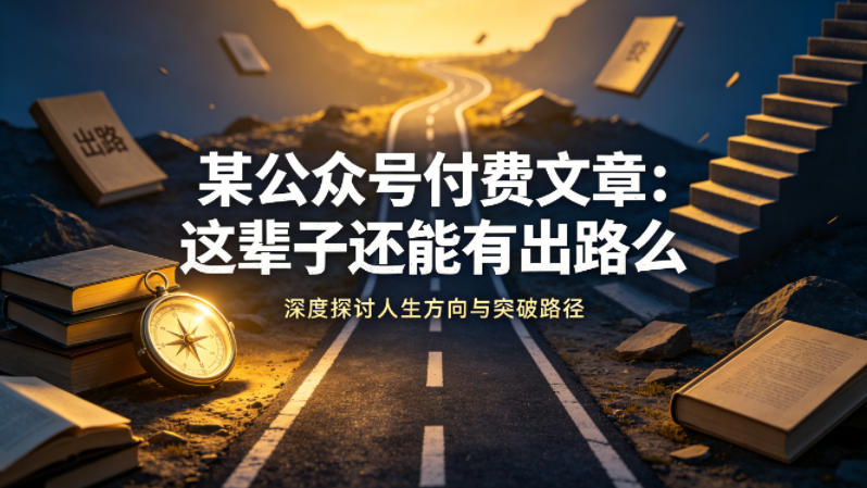 某公众号付费文章：这辈子还能有出路么-佳佳云创网
