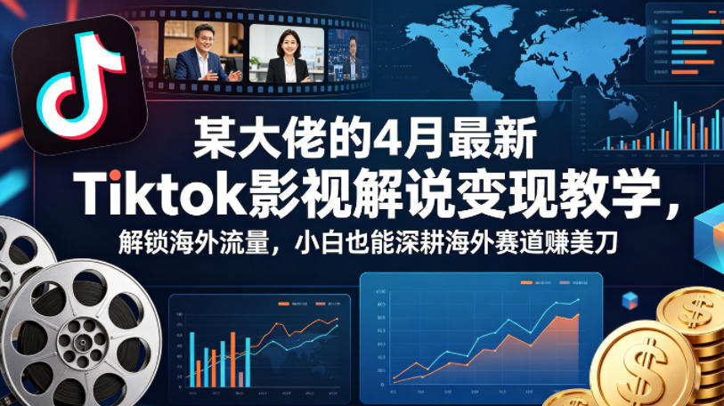 某大佬的4月最新Tiktok影视解说变现教学，解锁海外流量，小白也能深耕海外赛道賺美刀-佳佳云创网