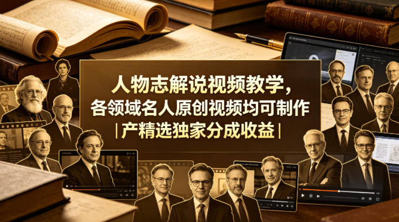 人物志解说视频教学，各领域名人原创视频均可制作丨精选独家分成收益-佳佳云创网