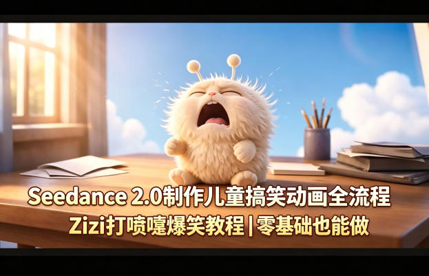 Seedance 2.0制作儿童搞笑动画全流程Zizi打喷嚏爆笑教程｜零基础也能做-佳佳云创网