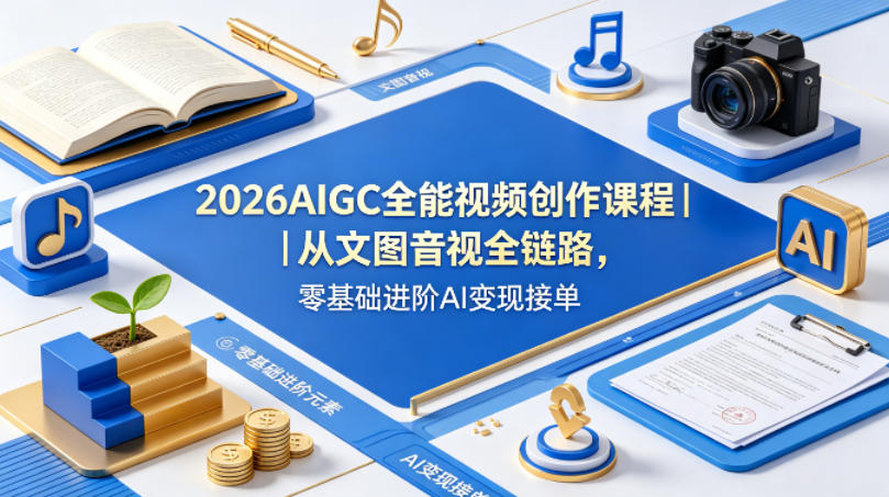 2026AIGC全能视频创作课程｜从文图音视全链路，零基础进阶AI变现接单-佳佳云创网