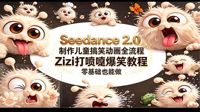 （18211期）Seedance 2.0 制作儿童搞笑动画全流程Zizi打喷嚏爆笑教程｜零基础也能做-佳佳云创网
